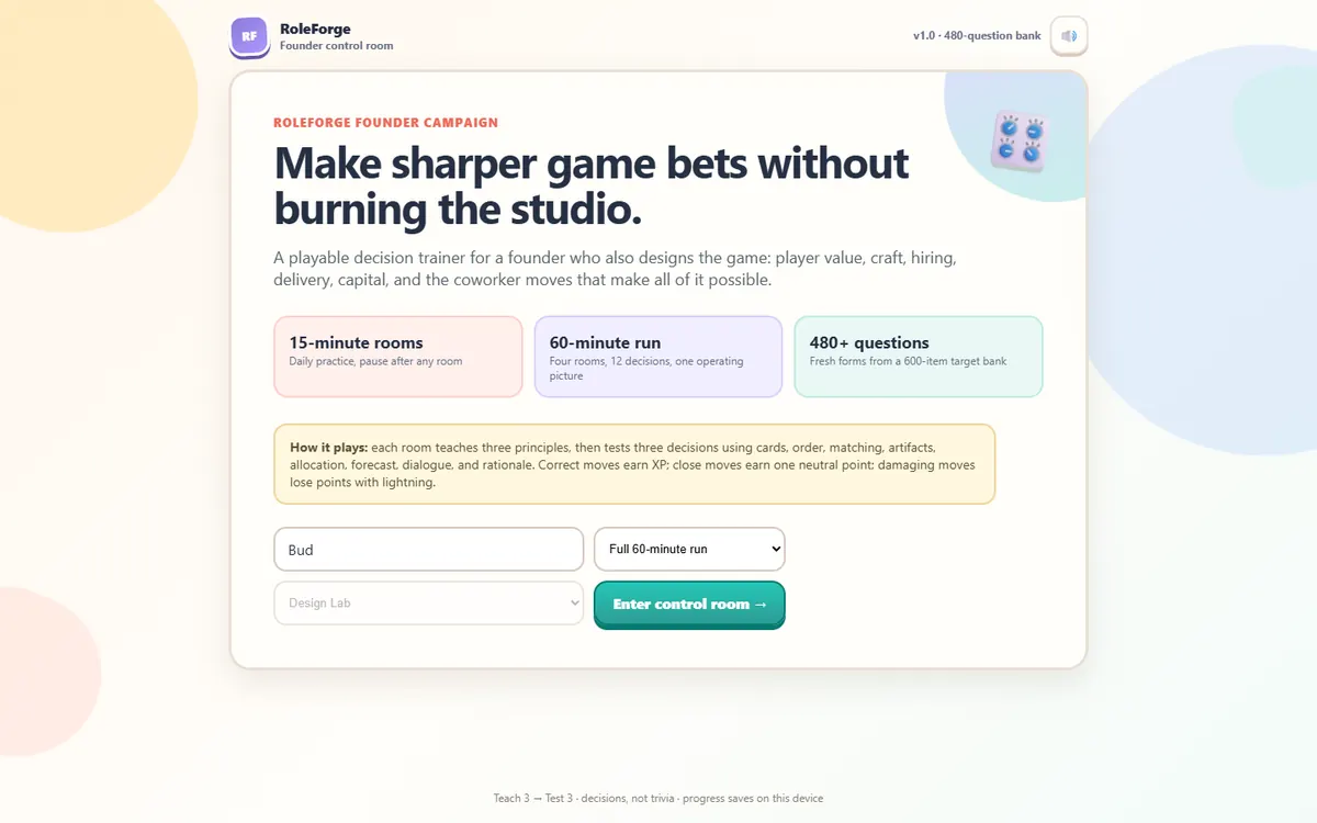 RoleForge Founder Trainer home page